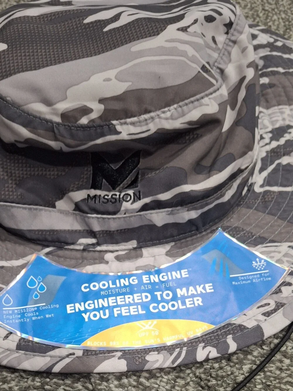 Mission Men’s Gray Camo Boonie Hat - Cooling Performance